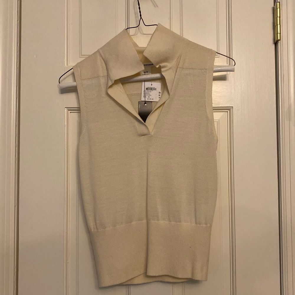 New Club Monaco cream wool/silk top